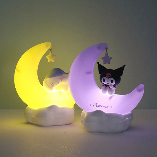 Sanrio Moon LED Light Anime Kuromi Cinnamonroll Accessories Ornament Beauty Bedroom Night Light