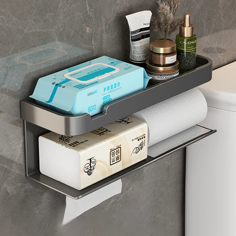 Toilet Paper Holder With Shelf And Storage Toilet Tissue Holder Wall Mounted for Bathroom