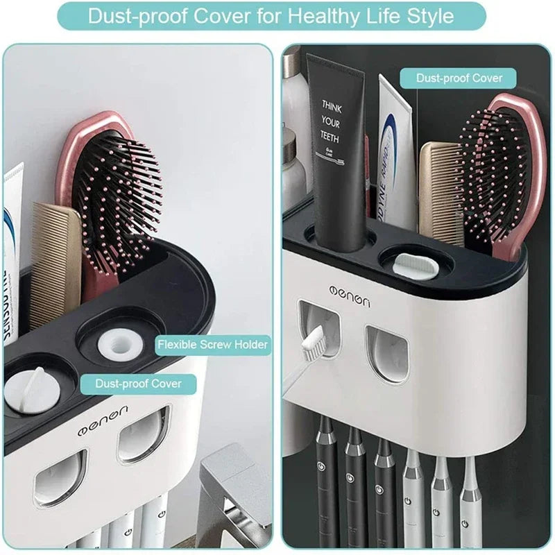 Wall mounted Toothbrush Holder Magnetic Inverted Toothpaste Squeezer Dispenser