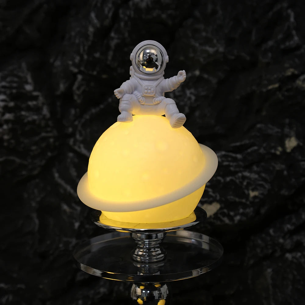 Astronaut Sitting in The Moon Night Light Desktop Lamp Ornament Home Decoration