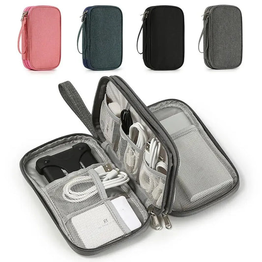 1pc Pink/Grey/Black/Navy Travel Portable Digital Product Storage Bag USB Data Cable Organizer