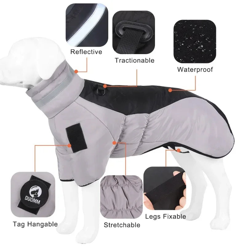 Winter Large Dog Clothes Waterproof Big Dog Jacket Vest