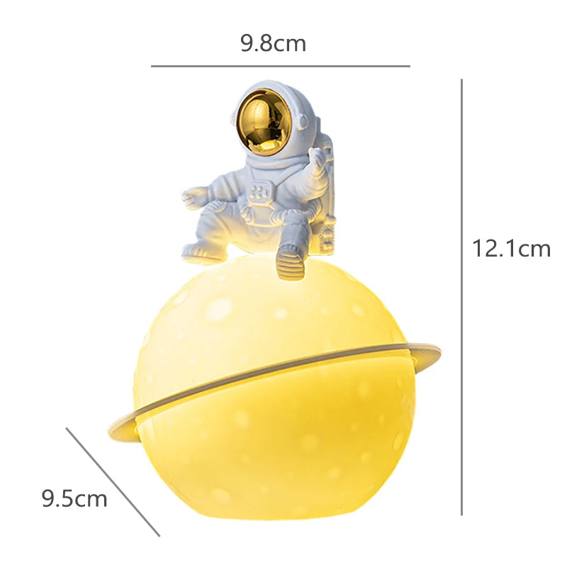 Astronaut Sitting in The Moon Night Light Desktop Lamp Ornament Home Decoration