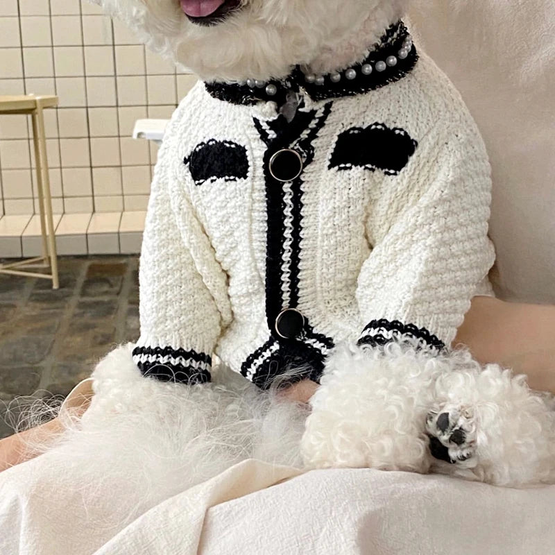 Pet Clothes Autumn Winter Medium Small Dog Knitted Sweater Luxury Designer Cardigan