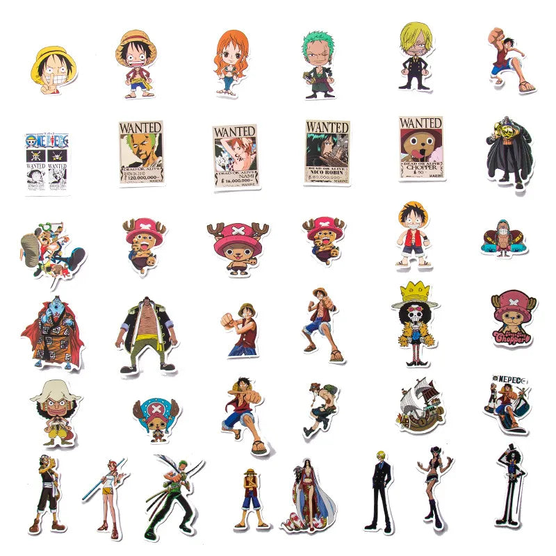 50/100Pcs One Piece Luffy Stickers Anime Sticker Notebook Motorcycle Skateboard Computer