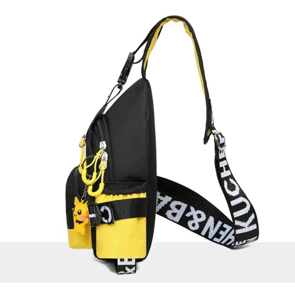 Children's Shoulder Bag Men's and Women's Chest Bag Canvas Youth Sports Pikachu Crossbody Bag