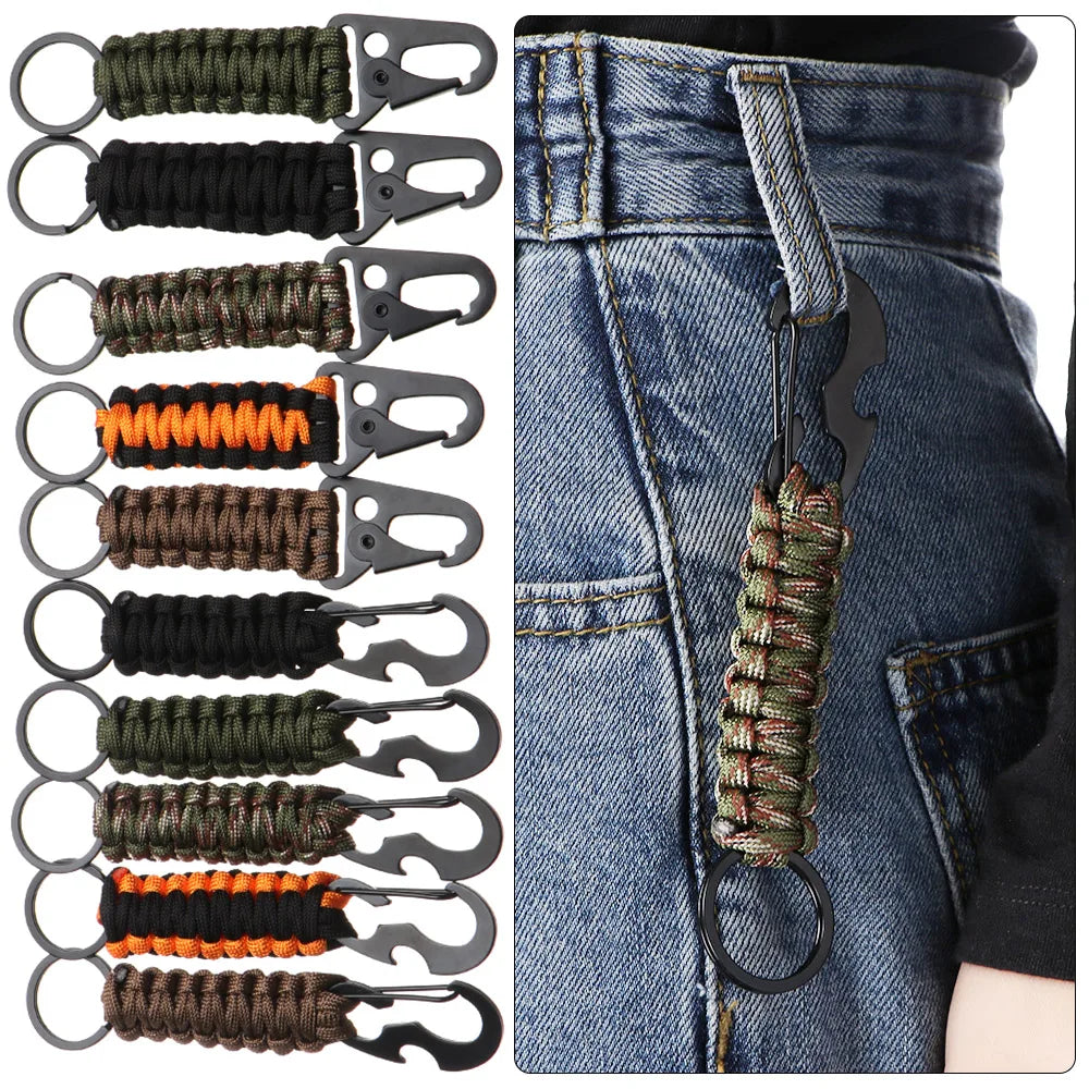 Outdoor Keychain Ring Camping Military Paracord Cord Rope Camping Survival Kit