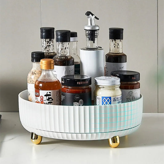 Kitchen Seasoning Box 360 Degrees Rotating Plastic Cosmetics Storage Box Tray