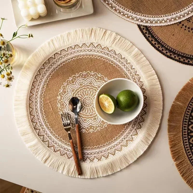 Round Place mat 15 Inch,Farmhouse Table Mats for Dining Room