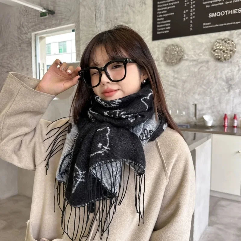 Autumn and Winter Warm Cute Knitted Scarf