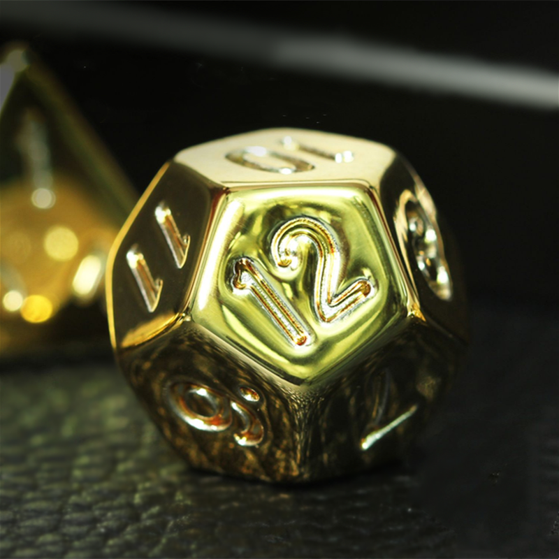 7Pcs/Set Gold Plating Dice Dice D4 D6 D8 D10 D% D12 D20 Table Games DND MTG RPG Dice Set