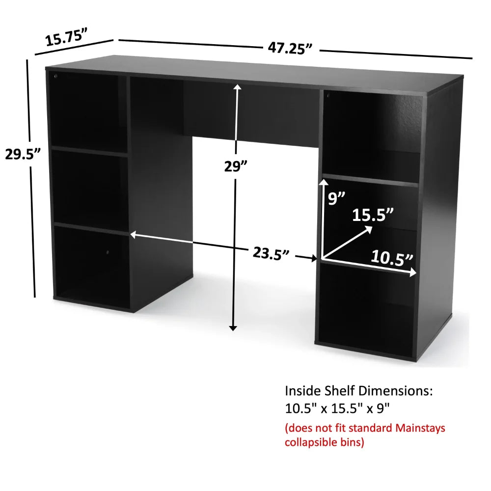 6-Cube Storage Computer Desk, True Black Oak Computer Desk  Standing Desk  Office Furniture