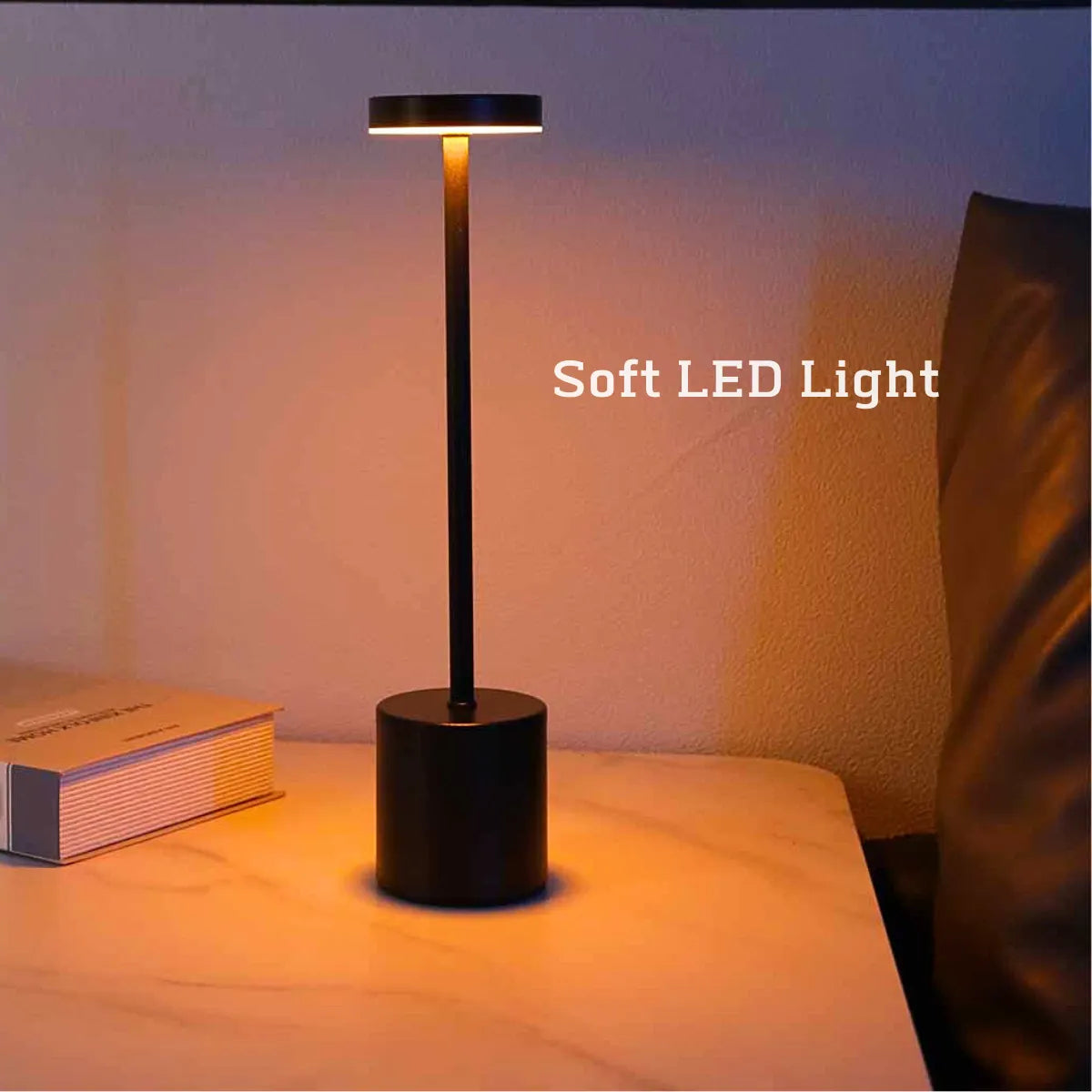 LED Rechargeable Touch Metal Table Lamp Three Colors Bedside Creative Light Bar