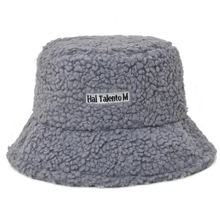 Bucket Hat Lamb Wool Hat Winter Warm Fishing Caps Faux Fur Bucket Hat