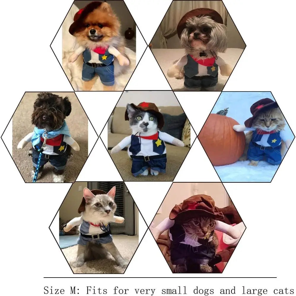 Funny Pet Dog Cat Costume Dog Cowboy Clothes Pet Dog Costumes for Small Dogs Cosplay Cat