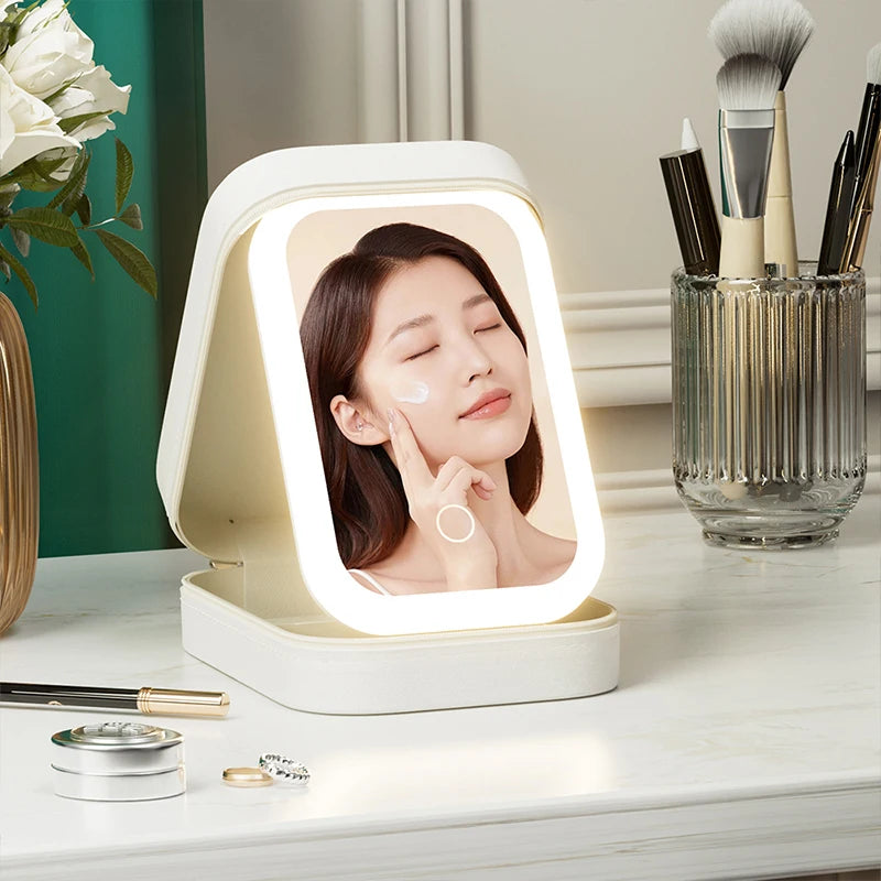 Portable Cosmetics Storage Box Make-up Mirror