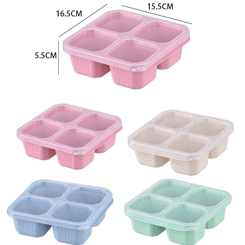 4 Grid Snack Containers Reusable Meal Prep Lunch Containers