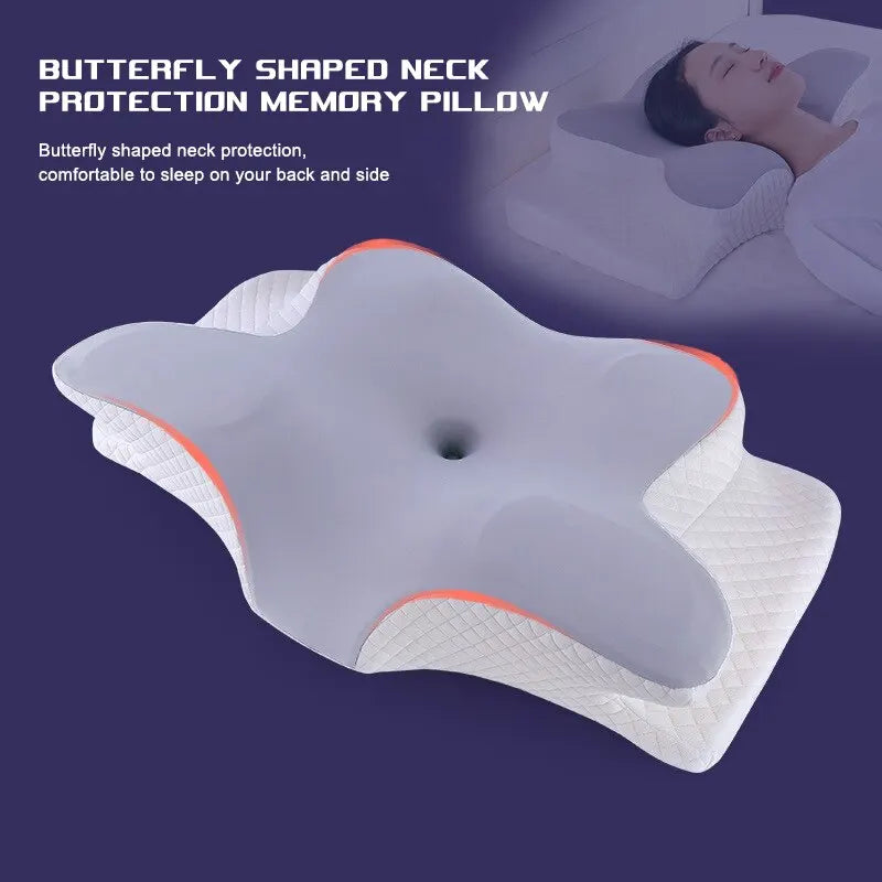 Memory Foam Pillows Butterfly Shaped Relaxing Cervical Rebound Neck Pillow