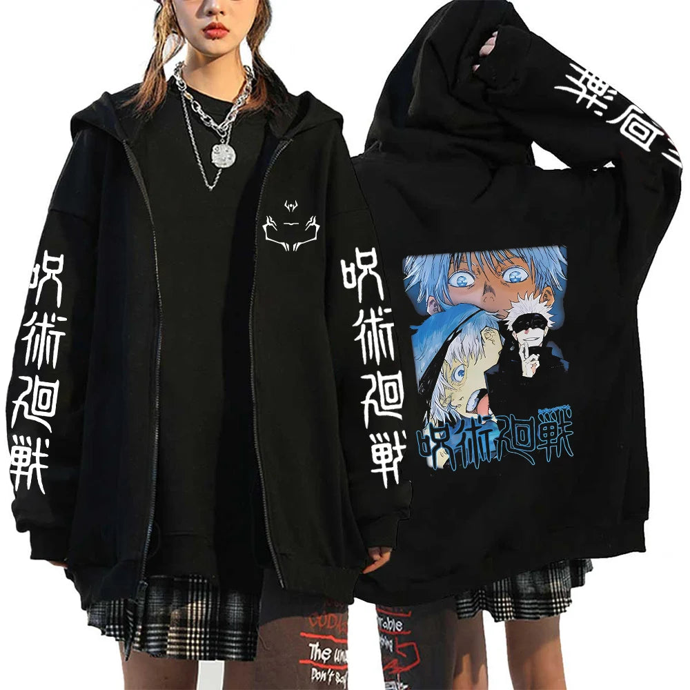 Zip Up Jacket Anime Plus Size Hoodie Streetwear Sweatshirts Unisex Casual Clothing