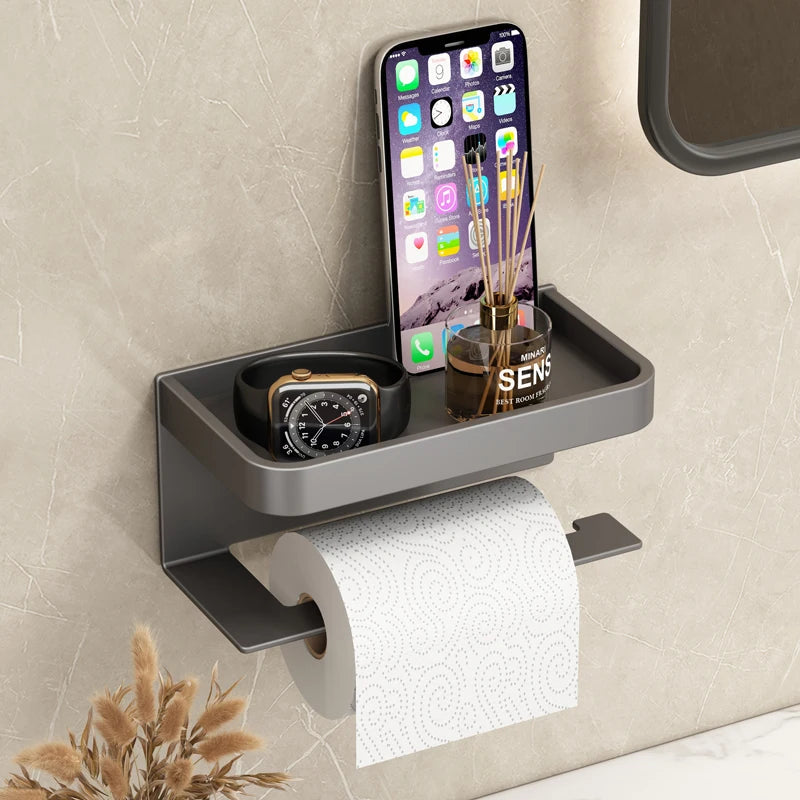 Toilet Paper Holder With Shelf And Storage Toilet Tissue Holder Wall Mounted for Bathroom