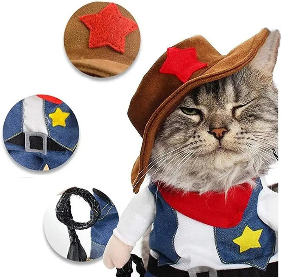 Funny Pet Dog Cat Costume Dog Cowboy Clothes Pet Dog Costumes for Small Dogs Cosplay Cat