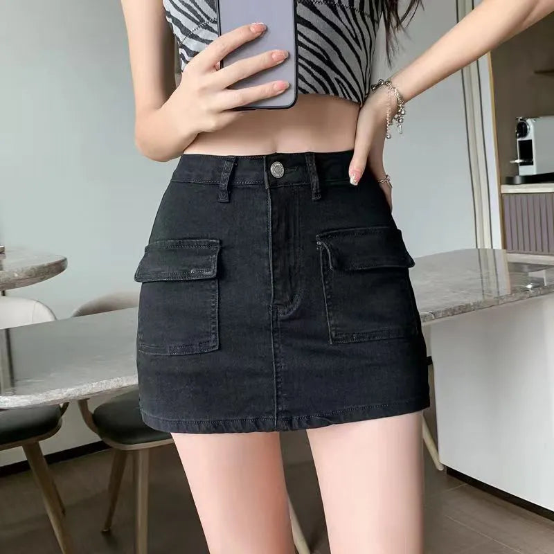 High Wiast Denim Mini Skirt Women Sexy Hot Girl Tight Bag Hip Skirts Female Slim Skirt