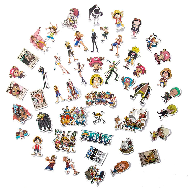 50/100Pcs One Piece Luffy Stickers Anime Sticker Notebook Motorcycle Skateboard Computer