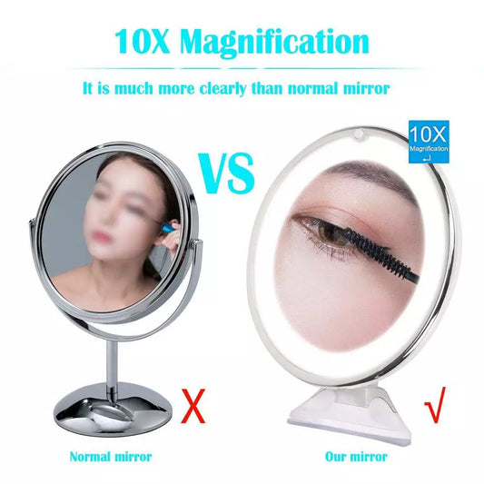 Makeup Mirror 10x Magnifying Mirrors Led Lighted Touch Screen Mirror Portable Cosmetic Mirrors