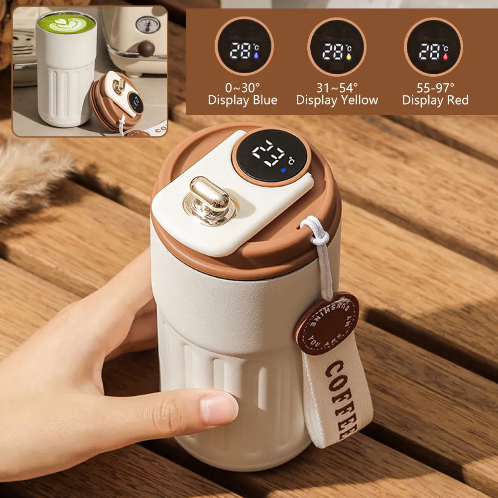 Smart Thermos Bottle LED Temperature Display Coffee Cup Stainless Steel Tumbler Mug