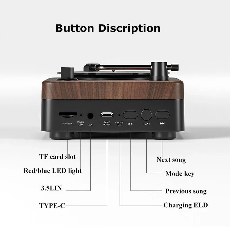 Retro Wood Grain Bluetooth Speaker Handsfree Music Player