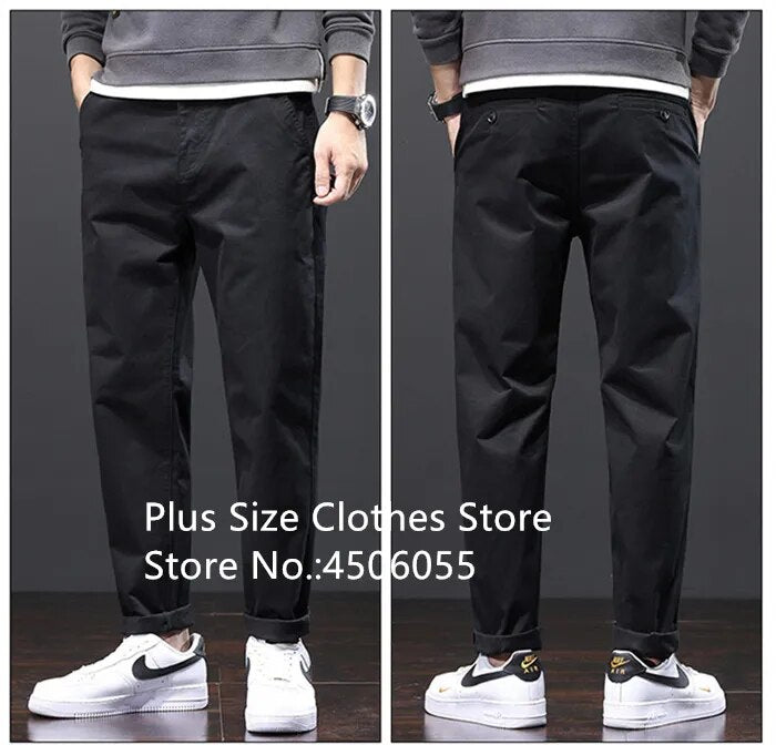 Stretched Casual Men Cotton Trousers Loose Plus Size 46 44 42 40 Suit Clothing