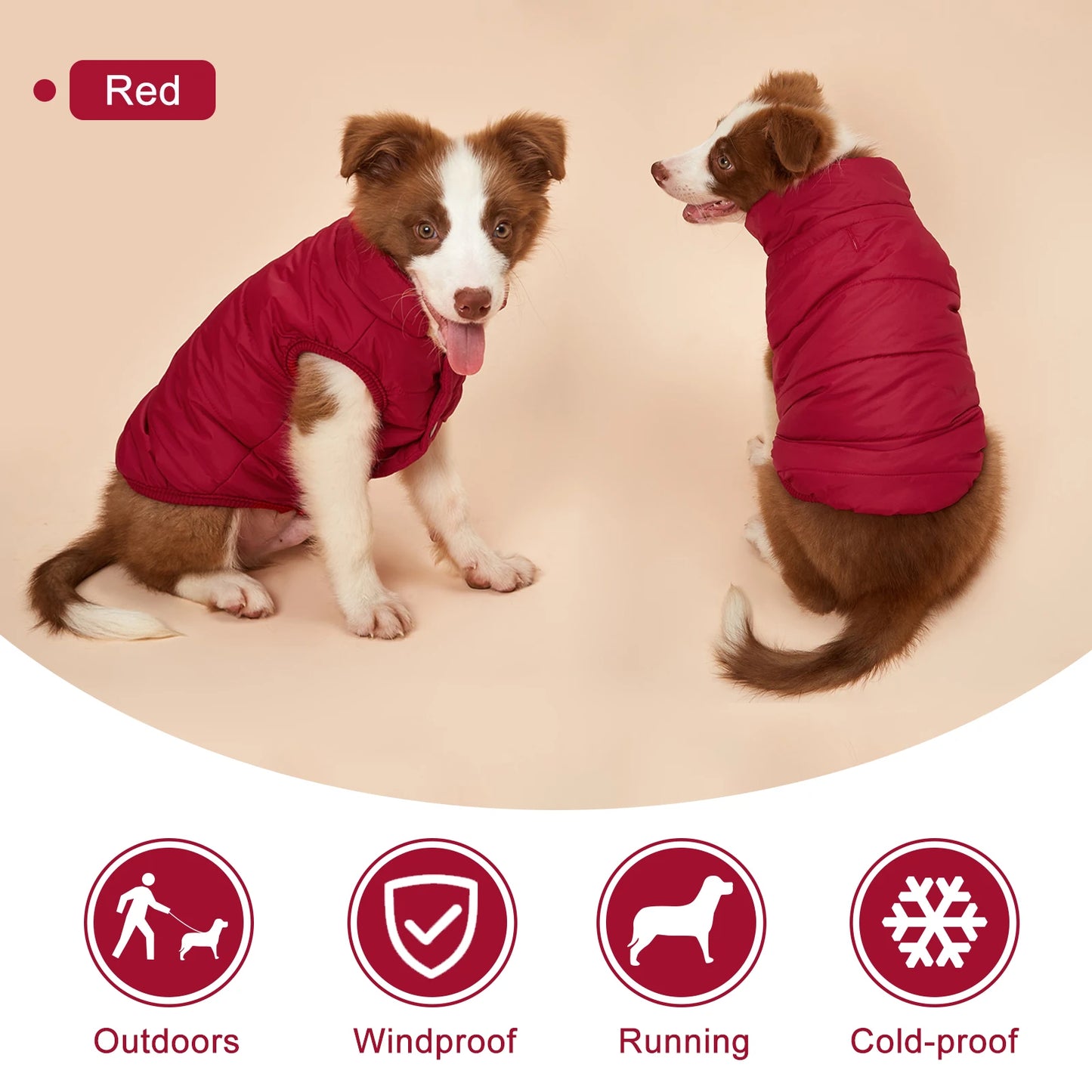 Winter Dog Clothes Outdoor Cold Proof Warm Dog Jacket with Fleece Cotton