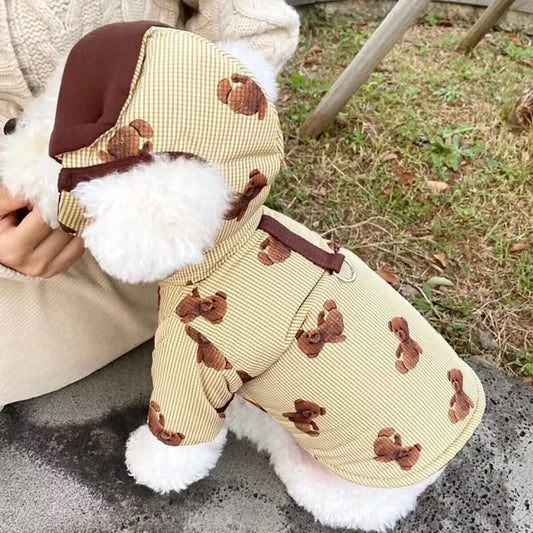 Pet Cotton Jacket Autumn Winter Medium Small Dog Clothes Cute Hood Fashion Coat Kitten Puppy