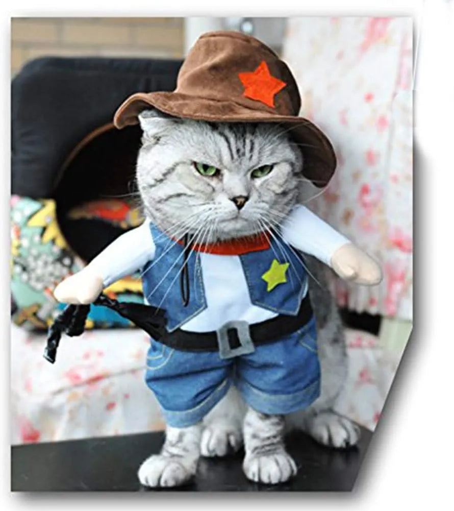 Funny Pet Dog Cat Costume Dog Cowboy Clothes Pet Dog Costumes for Small Dogs Cosplay Cat