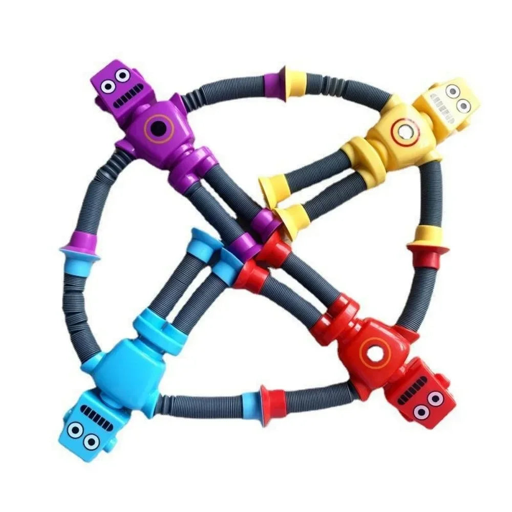 Stretchy Tube Robot Puzzle Toy Creative Cartoon Suction Cup Springs Telescopic