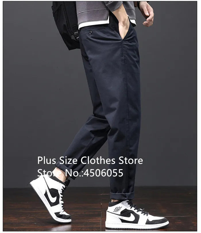 Stretched Casual Men Cotton Trousers Loose Plus Size 46 44 42 40 Suit Clothing