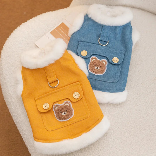 Cartoon Bear Thicker Jacket Coat Pet Clothes Cute Warm Small Dogs Clothing Autumn Winter