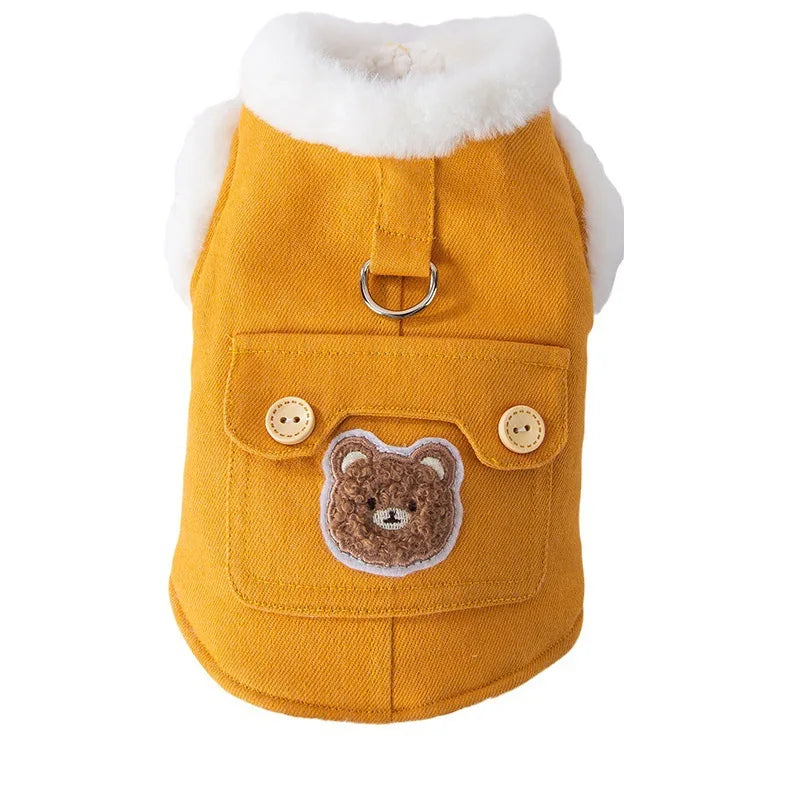 Cartoon Bear Thicker Jacket Coat Pet Clothes Cute Warm Small Dogs Clothing Autumn Winter