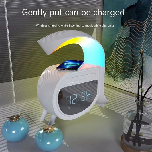 4-in-1 Music Bluetooth Speaker Electric Home Decor Wireless Charger Alarm Clock Speaker