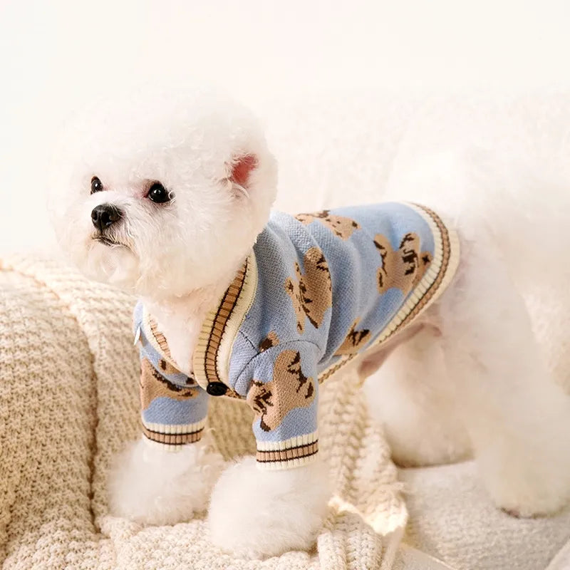 Pet Dog Sweater for Small Medium Dogs Puppy Cat Bear Pattern Cardigan