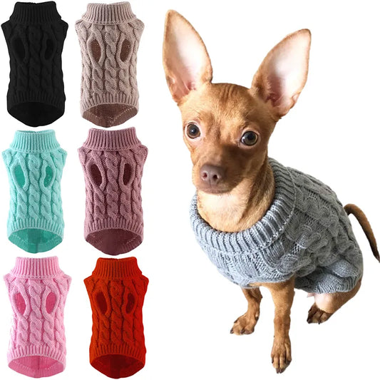 Puppy Dog Sweaters for Small Medium Dogs Cats Clothes Winter Warm Pet Turtleneck Chihuahua Vest