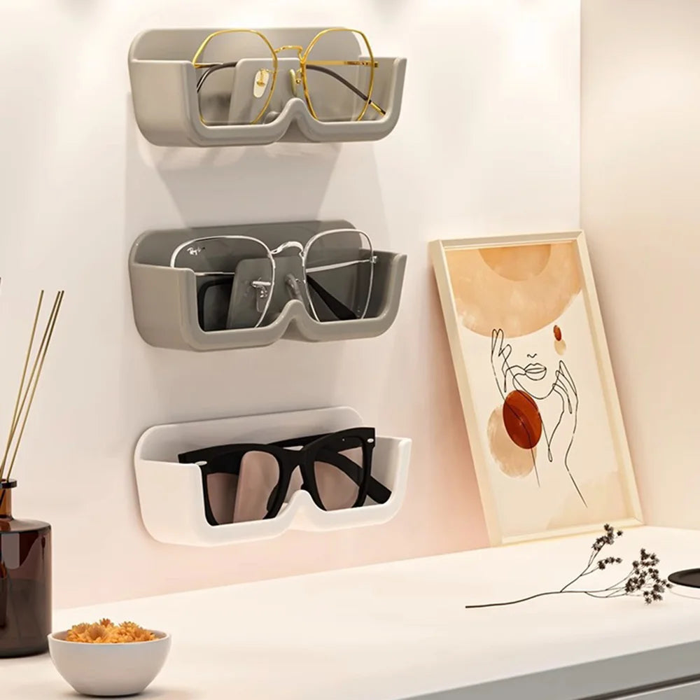 Glass Display Cabinet Glasses Storage Box Wall Mounted Sunglasses Storage Rack