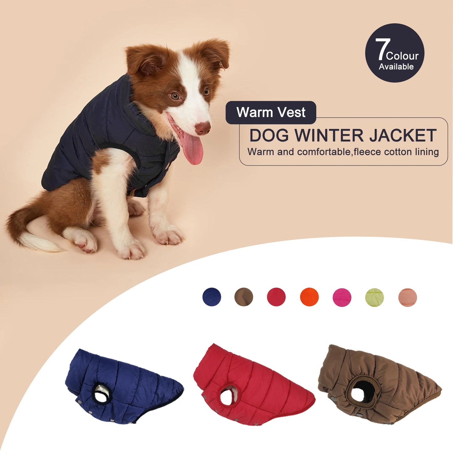 Winter Dog Clothes Outdoor Cold Proof Warm Dog Jacket with Fleece Cotton