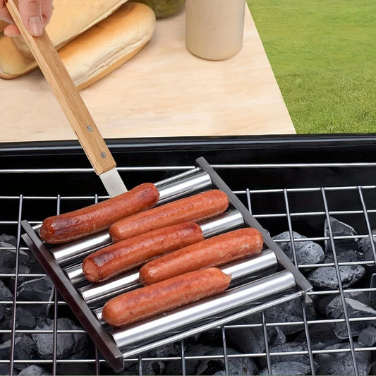 Barbecue Sausage Grilling Rack Roller BBQ Picnic Camping BBQ Hot Dog Grill Pan Home Kitchen