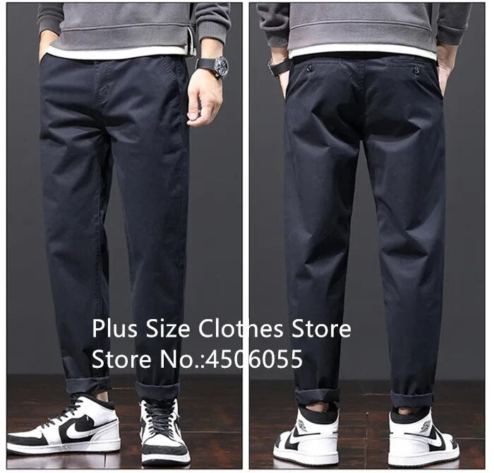 Stretched Casual Men Cotton Trousers Loose Plus Size 46 44 42 40 Suit Clothing