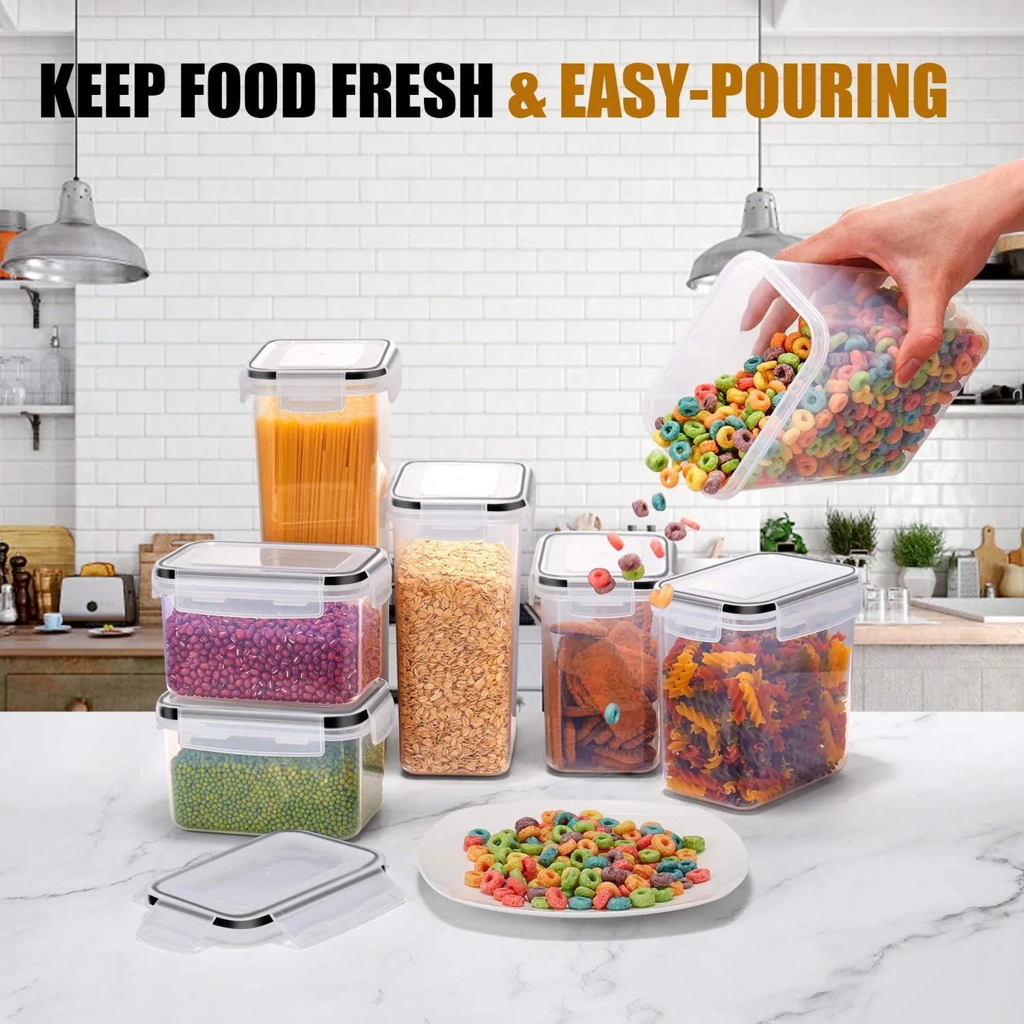 Kitchen 7pcs Food Containers Set Plastic Storage Box