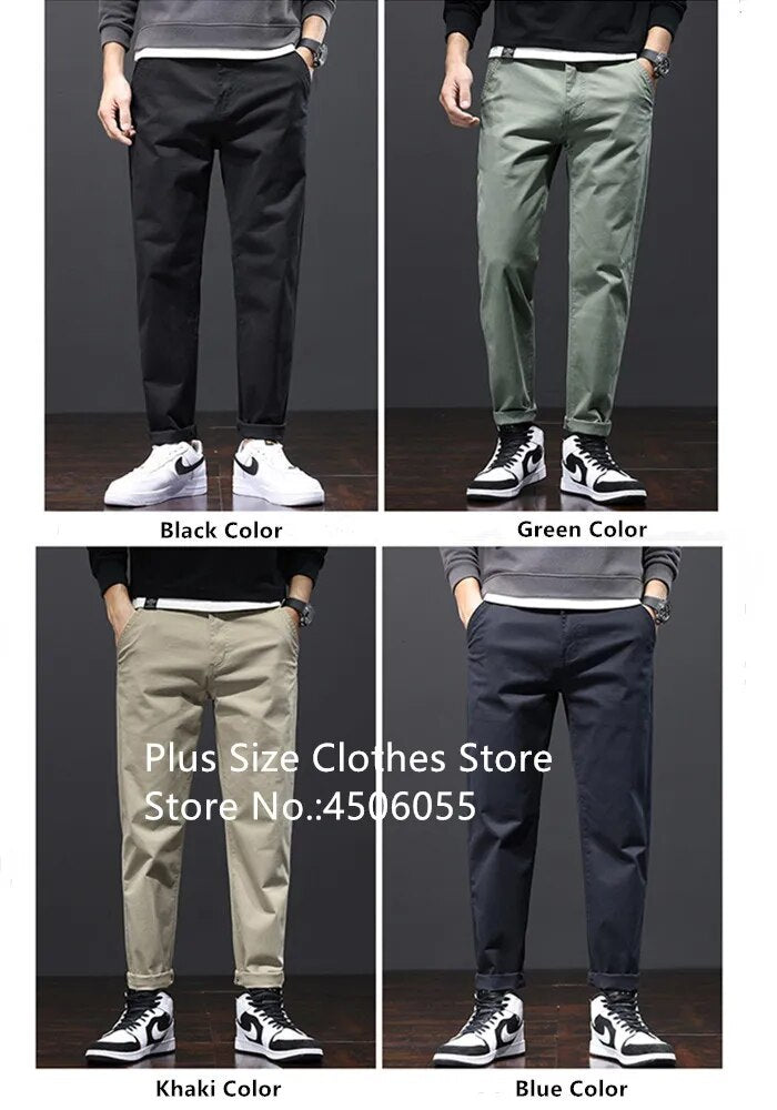 Stretched Casual Men Cotton Trousers Loose Plus Size 46 44 42 40 Suit Clothing