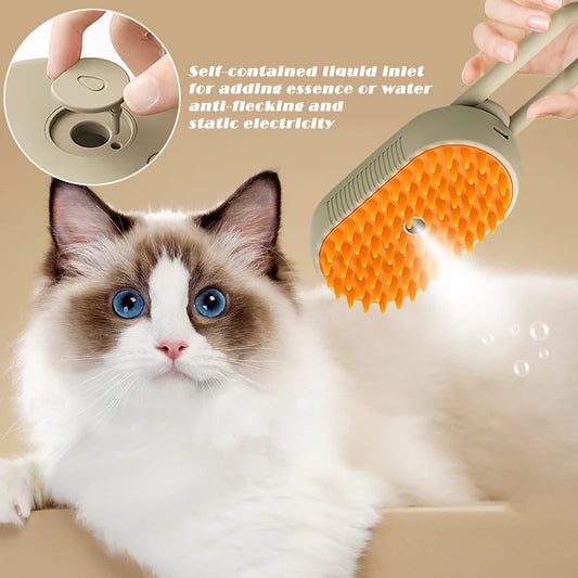 3-in-1 Dog Hair Brush Cat Hair Brush Electric Pet Cleaning Brush Steam Spray Brush