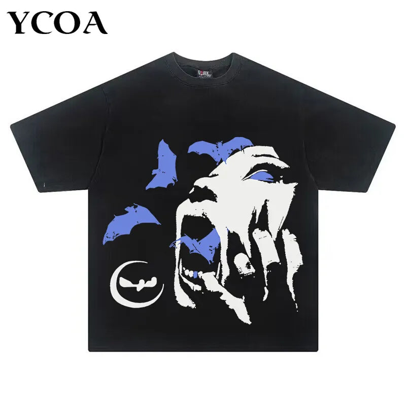 T-Shirts Streetwear Oversized Cotton Short Sleeve Tops Tees Black Fashion Summer Clothing