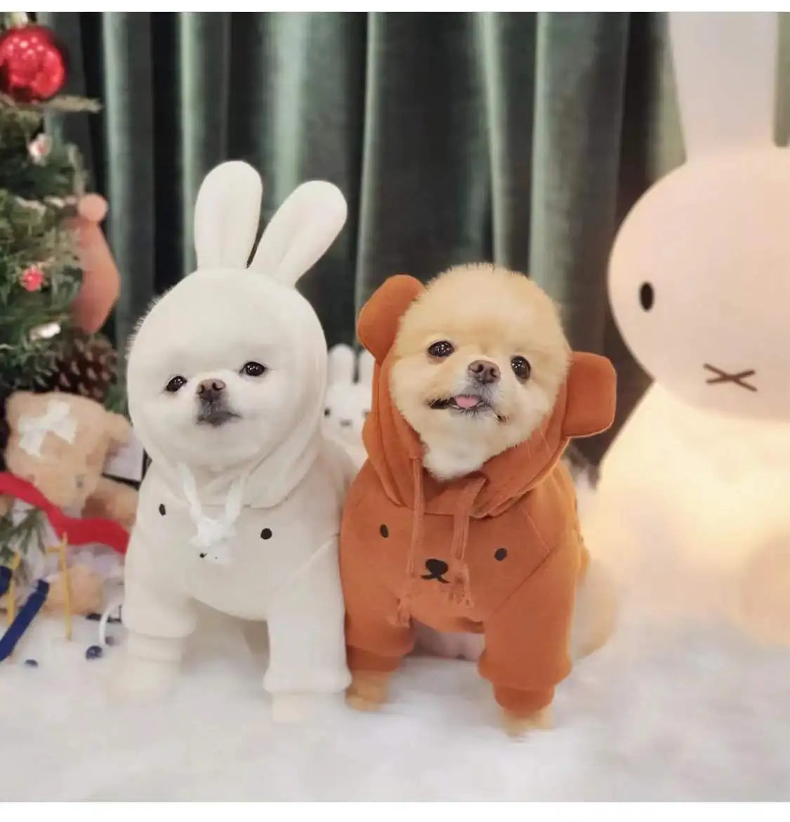 Cute Rabbit Bear Ears Hoodie Warm Cotton Sweater Pet Cloth